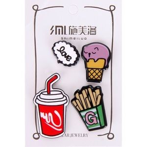 4 Piece Acrylic Pin Set | Ice Cream Cone Fries Pop